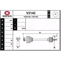 Приводной вал SNRA VO2142 VO14 2 Volvo S40 1 (644) Седан 2.0 140 л.с. 1995 – 1999 V2142