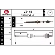 Приводной вал SNRA VO 145 V2145 VO2145 1194334915