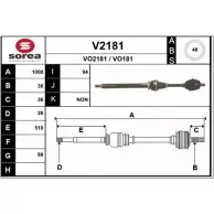 Приводной вал SNRA VO2181 V2181 Volvo V70 2 (285) Универсал 2.5 T 209 л.с. 2001 – 2007 VO1 81