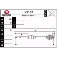 Приводной вал SNRA V2183 VO2183 Volvo S40 2 (544) Седан 2.4 170 л.с. 2004 – 2012 VO1 83