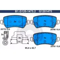 Тормозные колодки дисковые, комплект GALFER 2 5779 1194415617 25780 B1.G120-1475.2