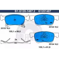 Тормозные колодки дисковые, комплект GALFER 2 2123 22124 B1.G120-1487.2 1194415640