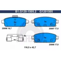 Тормозные колодки дисковые, комплект GALFER 1194415659 2509 6 25097 B1.G120-1505.2