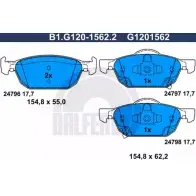 Тормозные колодки дисковые, комплект GALFER 1194415686 24797 2 4796 B1.G120-1562.2