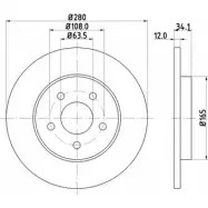 Тормозной диск HELLA PAGID 8DD 355 108-062 1194514259 50346PRO_ HC_NA FT3G8CE