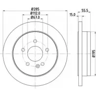 Тормозной диск HELLA PAGID 7W0MW 1194516087 8DD 355 124-051 5 2168-AP1