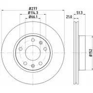 Тормозной диск HELLA PAGID 8DD 355 127-781 1194516345 54157PR O_HC C756HQP