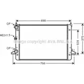 Радиатор охлаждения двигателя AVA QUALITY COOLING VNA2184 Ford Galaxy 1 (VX, VY, WGR) Минивэн 2.8 V6 204 л.с. 2000 – 2006 V 2VCLG4 4045385228317