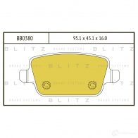 Тормозные колодки задние BLITZ Volvo V70 3 (135) Универсал 2.0 D2 120 л.с. 2015 – наст. время X67 FT8 bb0380