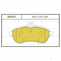 Тормозные колодки передние BLITZ Mercedes C-Class (W204) 3 Седан 1.8 C 200 CGI (2048) 184 л.с. 2007 – 2014 bb0402p RX3Q 5K