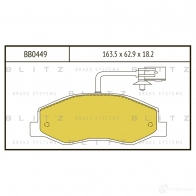 Тормозные колодки задние с датчиком BLITZ QE7 527 Opel Movano (B) 2 Грузовик 2.3 CDTI FWD (EV) 170 л.с. 2016 – наст. время bb0449