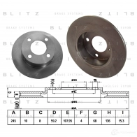 Тормозной диск задний сплошной BLITZ bs0102 O1 PXRX 1422986585
