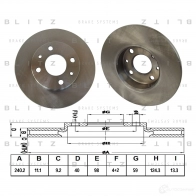 Тормозной диск задний сплошной BLITZ 1422985812 5H CJ8M4 bs0115