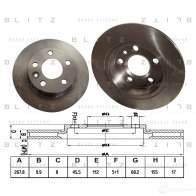 Тормозной диск задний сплошной BLITZ Ford Galaxy 1 (VX, VY, WGR) Минивэн 2.3 16V 140 л.с. 2001 – 2006 LTTI M bs0118