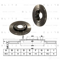 Тормозной диск передний вентилируемый BLITZ 1422985923 bs0135 JTT 2D5