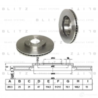 Тормозной диск передний вентилируемый BLITZ MA0L YA 1422986107 bs0140