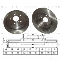 Тормозной диск задний сплошной BLITZ Subaru Impreza (GC) 1 Седан 1.6 i AWD 95 л.с. 1998 – 2000 GGQ 9DPG bs0146