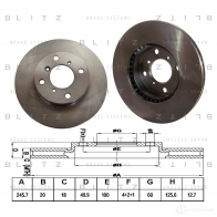 Тормозной диск передний вентилируемый BLITZ bs0147 B4T 5L 1422986495