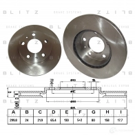 Тормозной диск передний вентилируемый BLITZ 21GGK V bs0148 Peugeot Boxer 2 (230L) Фургон 2.8 HDi 4x4 126 л.с. 2000 – 2001