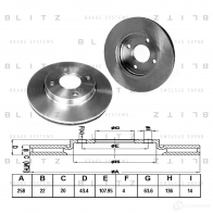 Тормозной диск передний вентилируемый BLITZ 1422986007 41NG U bs0162