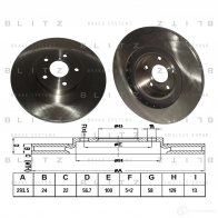 Тормозной диск передний вентилируемый BLITZ bs0166 1422986487 YBPIBF P