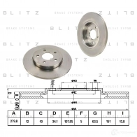 Тормозной диск задний сплошной BLITZ bs0177 Ford Mondeo 3 (GE, B5Y) Хэтчбек 1.8 16V 125 л.с. 2000 – 2007 RK7 QWP