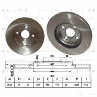 Тормозной диск передний вентилируемый BLITZ bs0180 1422986241 H3PD 1