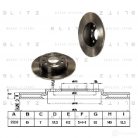 Тормозной диск задний сплошной BLITZ JXQ MU bs0186 Seat Altea (5P1) 1 Минивэн 2.0 TDI 136 л.с. 2004 – 2009