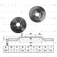 Тормозной диск задний сплошной BLITZ Ford C-Max 1 (CB3, DM2) Минивэн 1.8 Duratec 125 л.с. 2007 – 2010 RLS 4XZ bs0201