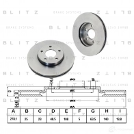 Тормозной диск передний вентилируемый BLITZ IM PFHAL bs0203 Volvo V50 1 (545) Универсал 2.0 146 л.с. 2006 – 2012
