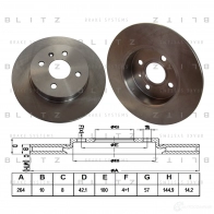 Тормозной диск задний сплошной BLITZ bs0207 YHX56 Q 1422986078