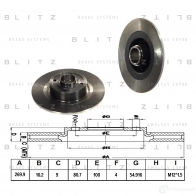 Тормозной диск задний сплошной BLITZ bs0208 1422986478 3F L2XR