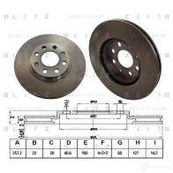 Тормозной диск передний вентилируемый BLITZ A OXEU bs0217 Fiat Grande Punto (199) 1 Хэтчбек 1.4 (199AxB1A) 75 л.с. 2005 – 2007