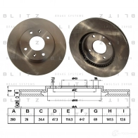 Тормозной диск передний вентилируемый BLITZ Hyundai Elantra (XD) 3 Седан 1.8 107 л.с. 2000 – 2003 bs0218 NQ92 PA6