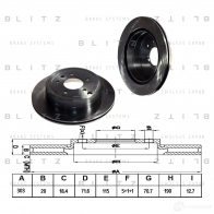 Тормозной диск задний вентилируемый BLITZ bs0228 Opel Antara (D) 1 Кроссовер 2.4 4x4 140 л.с. 2006 – 2011 E FC3JG