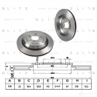 Тормозной диск задний вентилируемый BLITZ 1422986323 T1Y0 Q bs0229