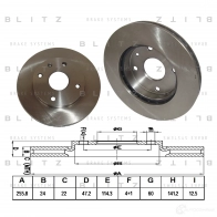 Тормозной диск передний вентилируемый BLITZ bs0245 5T4N KQM 1422985972