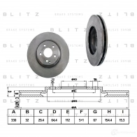 Тормозной диск передний вентилируемый BLITZ bs0248 1422986330 1G 5N0
