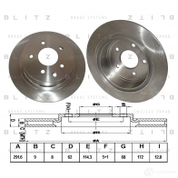Тормозной диск задний сплошной BLITZ 1422986396 bs0252 BBZB4D L