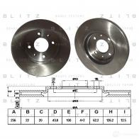 Тормозной диск передний вентилируемый BLITZ Kia Rio 2 (JB) Хэтчбек 1.5 CRDi 110 л.с. 2005 – наст. время bs0254 9Z0 PE