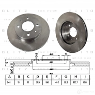 Тормозной диск передний вентилируемый BLITZ 6CWTTS 3 bs0256 1422986126