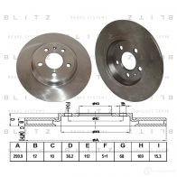 Тормозной диск задний сплошной BLITZ bs0258 Audi A5 (8TA) 1 Спортбек 2.0 Tdi 136 л.с. 2009 – 2017 17P UVU3
