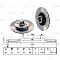 Тормозной диск задний сплошной BLITZ bs0259 8 794H 1422986435