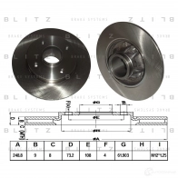 Тормозной диск задний сплошной BLITZ 6F J89 Citroen C4 2 (B7, PF2) Хэтчбек 1.6 HDi 110 112 л.с. 2009 – наст. время bs0260