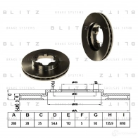 Тормозной диск передний вентилируемый BLITZ D0F DW 1422986024 bs0263