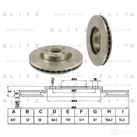 Тормозной диск передний вентилируемый BLITZ U41WU GO Mercedes C-Class (S204) 3 Универсал 3.0 C 350 CDI (2025) 224 л.с. 2007 – 2014 bs0268