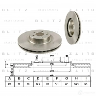 Тормозной диск передний вентилируемый BLITZ bs0269 US O31D6 Mercedes S-Class (W221) 3 Седан 4.0 S 420 CDI (2228. 2228) 320 л.с. 2006 – 2009