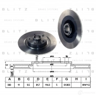 Тормозной диск задний сплошной BLITZ Renault Laguna (BT) 3 Хэтчбек 3.0 dCi (BT03. BT13) 235 л.с. 2008 – 2015 19Y DX bs0274
