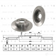 Тормозной диск задний сплошной BLITZ 1422986095 G UNB7 bs0276