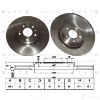Тормозной диск передний вентилируемый BLITZ Audi A5 (F53) 2 Купе 2.0 Tfsi Mild Hybrid 252 л.с. 2018 – наст. время bs0282 UYDGW TN